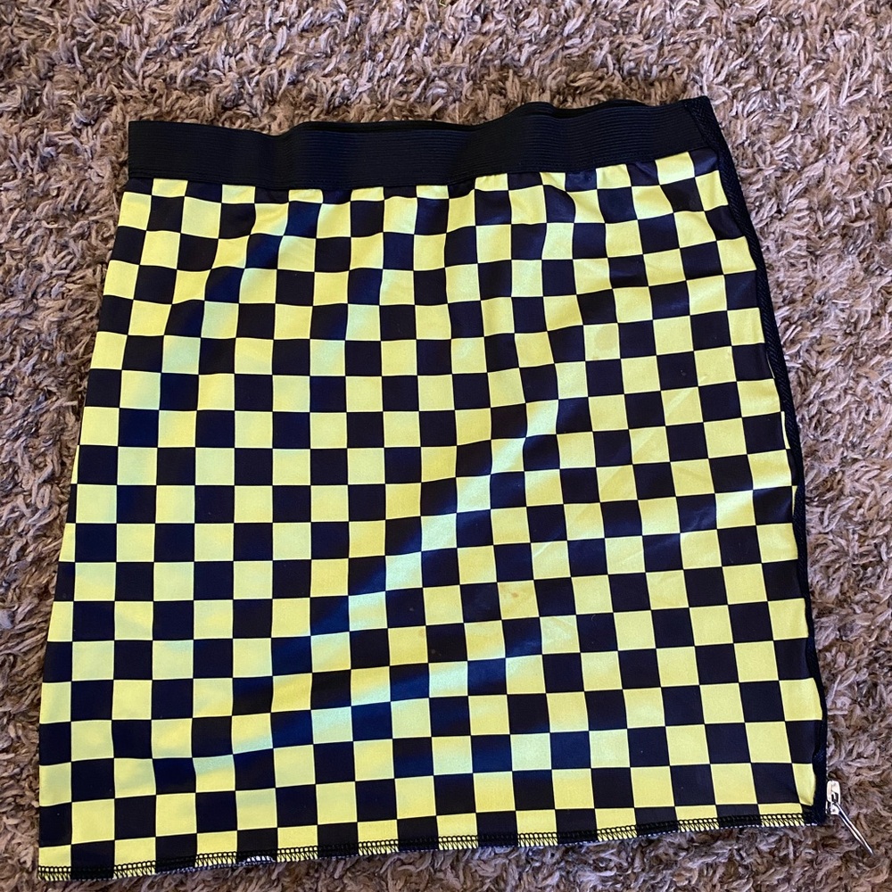 Current Mood Black and Yellow Checkered Mini Skirt